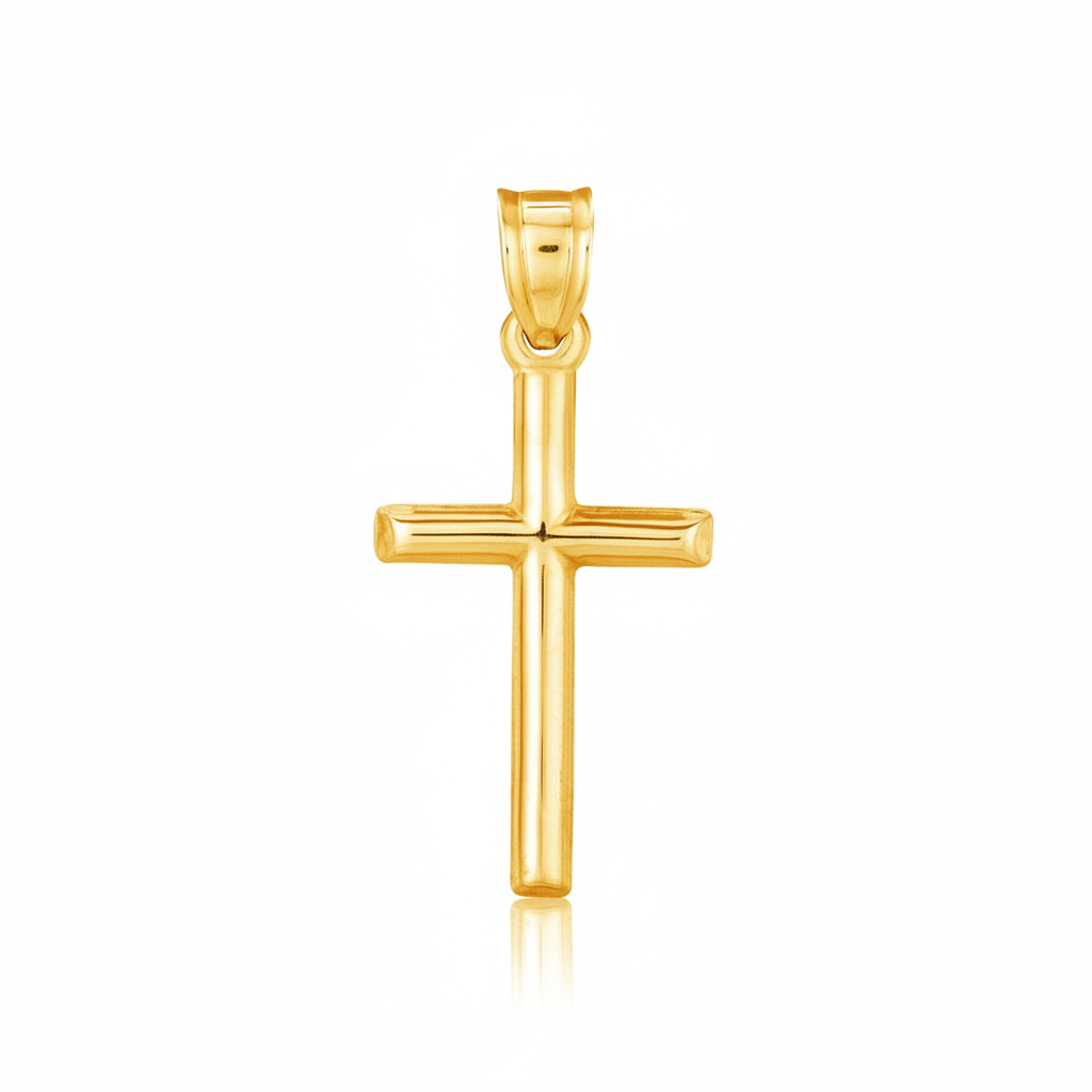 14K yellow gold high polish pendant close-up