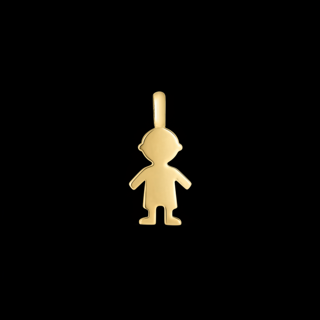 14K Yellow Gold Mini Boy Charm Pendant on Black Background – Savannah Lane Jewelry