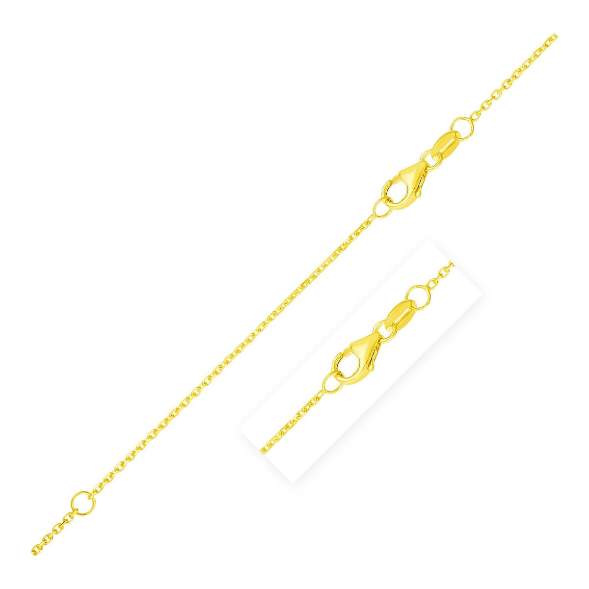 10K Yellow Gold Double Extendable Diamond Cut Cable Chain, 0.87mm wide, 16-18 inch length with lobster clasp