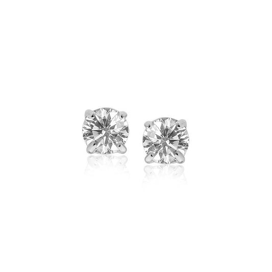 Savannah Lane Jewelry 925 sterling silver 4mm round cubic zirconia stud earrings in four-prong setting