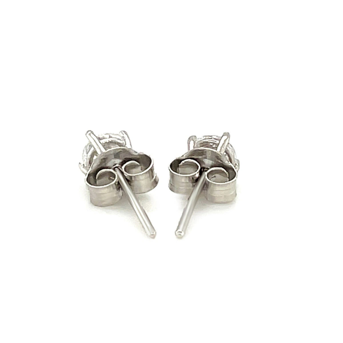 Savannah Lane Jewelry 925 sterling silver CZ stud earrings back view showing post and push-back backing