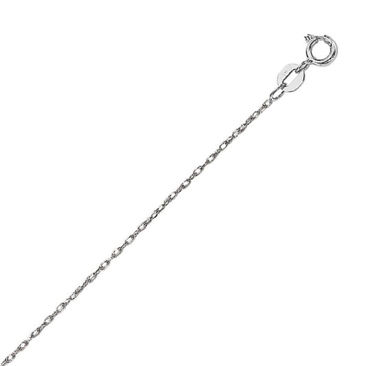 14K White Gold Machine Rope Chain Necklace, 0.80mm wide, available in 16 and 18 inch lengths