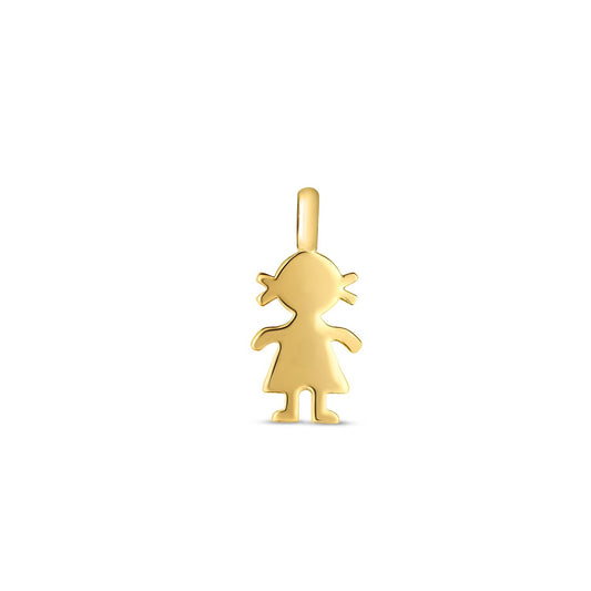 14K Yellow Gold Mini Girl Charm, 4.9mm x 10.3mm, high polish finish for necklaces and bracelets