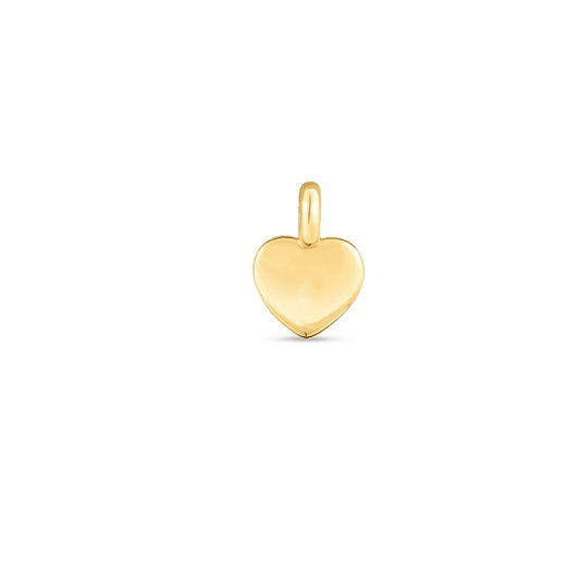 14K Yellow Gold Mini Heart Charm, 4.9mm x 6.9mm, high polish finish for necklaces and bracelets