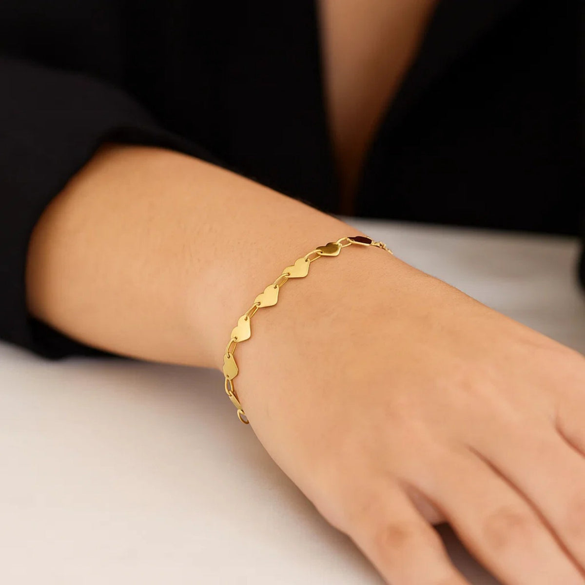 Savannah Lane Jewelry 10K gold mirror heart bracelet, gift for her, fine gold jewelry