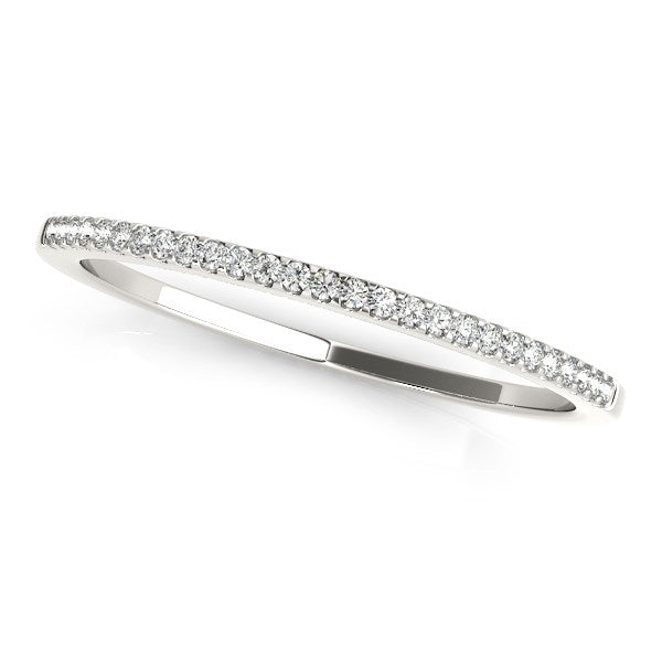 14K White Gold Slim Round Pave Diamond Wedding Band, 27 round brilliant diamonds, 0.10 ct tw, sizes 3–9