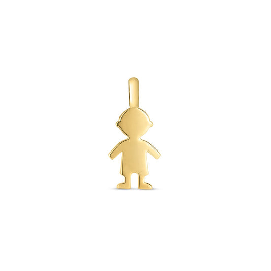 14K Yellow Gold Mini Boy Charm Pendant – High Polish Finish, 10.20mm x 4.80mm