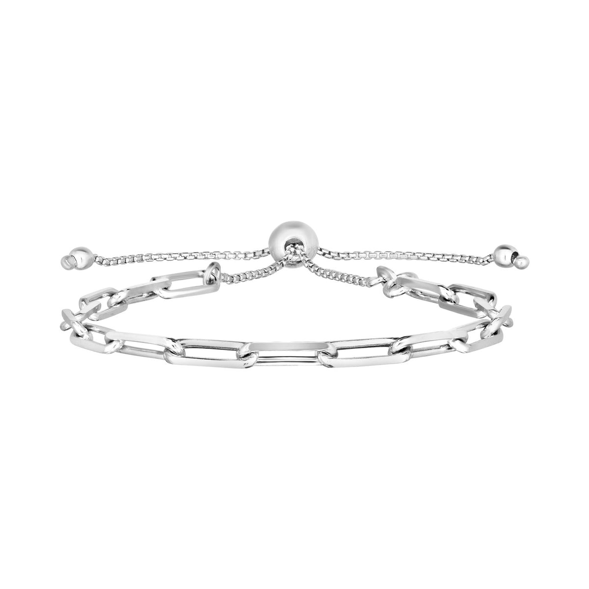 Sterling Silver Paperclip Chain Adjustable Bracelet - 3.80 mm width by Savannah Lane Jewelry