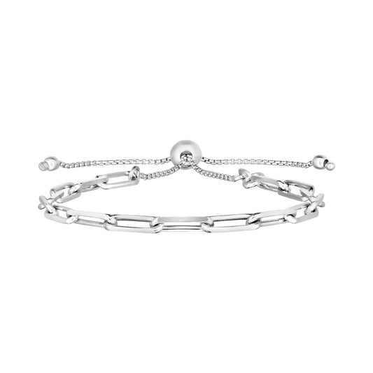 Sterling Silver Paperclip Chain Adjustable Bracelet - 3.80 mm width by Savannah Lane Jewelry