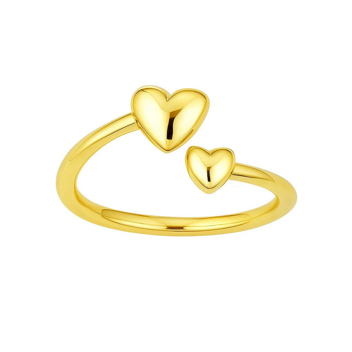 14k Yellow Gold Bypass Heart Toe Ring, Polished