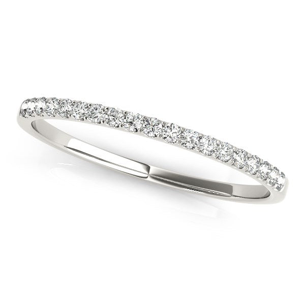 14k white gold pave set round diamond wedding ring 1/8 cttw - Savannah Lane Jewelry