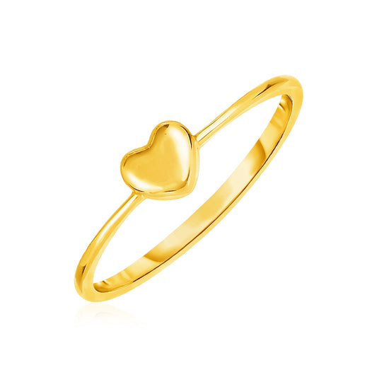 14k yellow gold puffed heart ring on plain white background