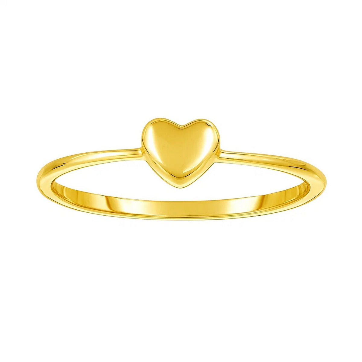 14k yellow gold puffed heart ring worn on finger size 7