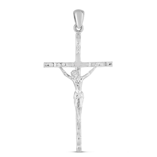 925 sterling silver rhodium plated pendant with detailed figure, high-gloss finish