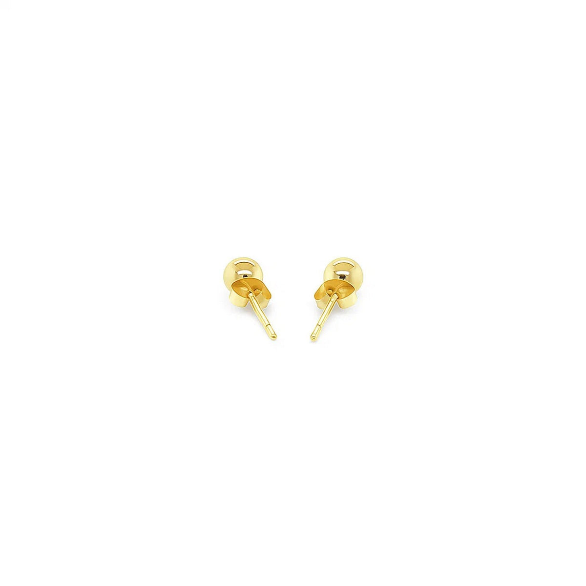 10k yellow gold ball stud earring showing post and backing detail