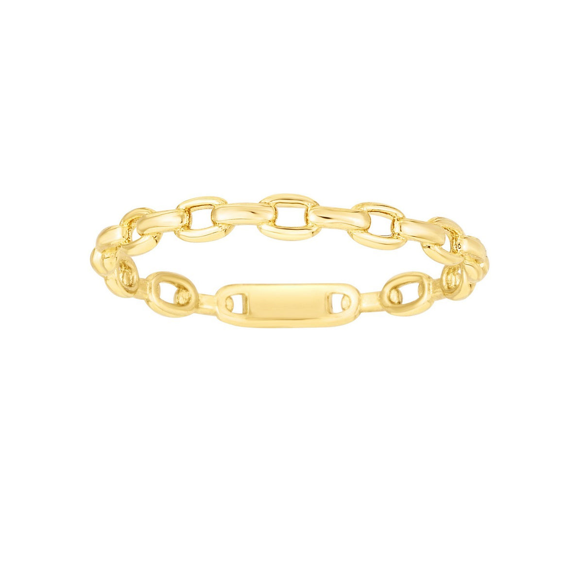 14K gold oval links ring on hand, stackable fine jewelry