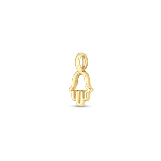 14K yellow gold mini Hamsa charm pendant with high-gloss finish