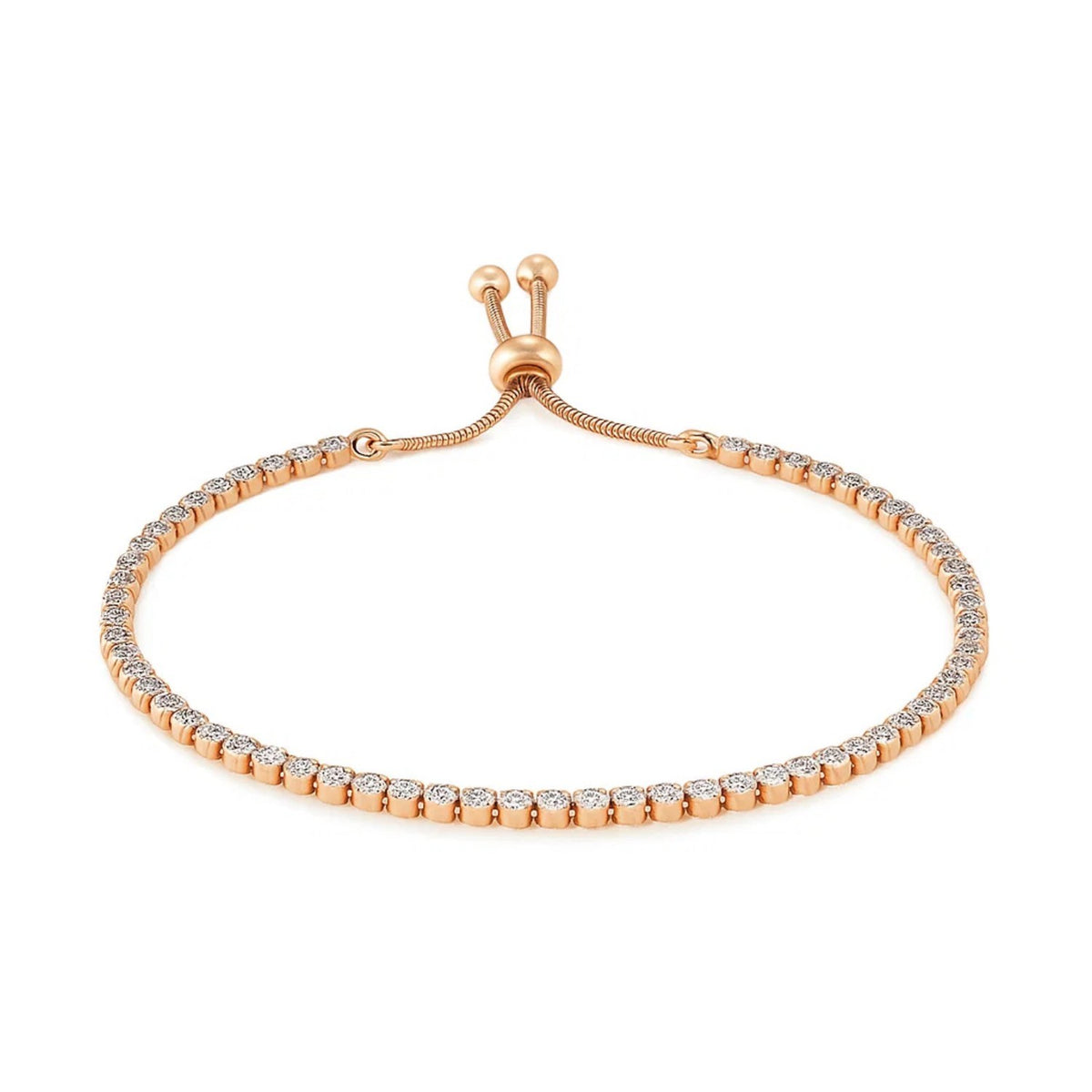 Drawstring clasp on adjustable sterling silver CZ tennis bracelet